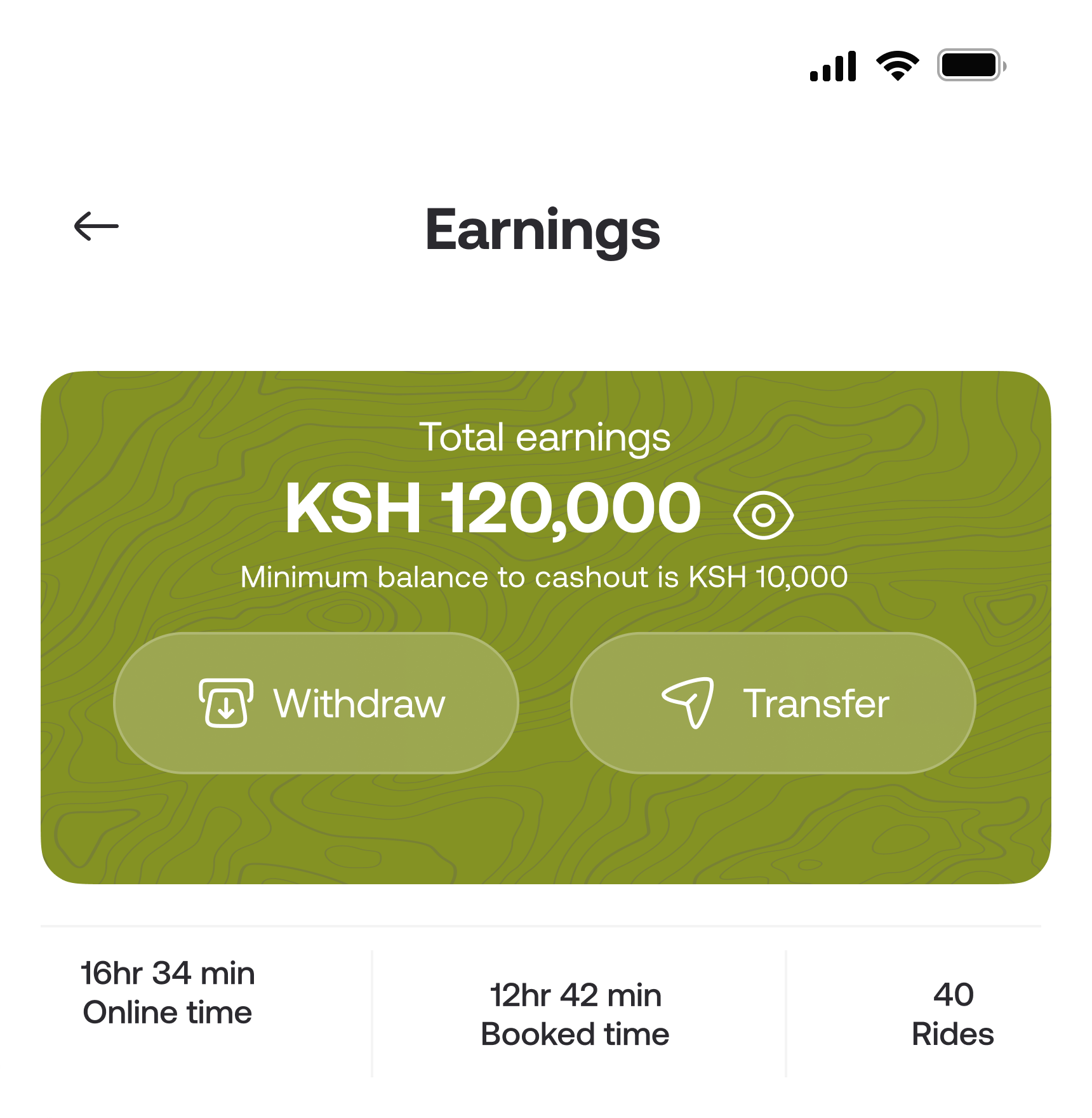 Earnings card